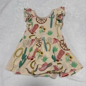 Little Sleepies Ready to Rodeo Twirl Dress 0-3M Bamboo EUC